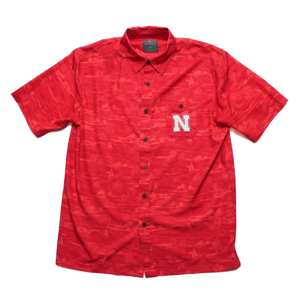 Colosseum Nebraska Cornhuskers Hawaiian Shirt Mens Medium Red Tropical Print